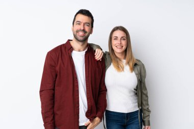 Sevgililer Günü 'nde mutlu ve gülen bir çift.