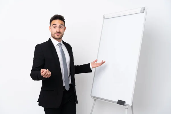 Young Man Giving Presentation White Board — Stock Photo, Image