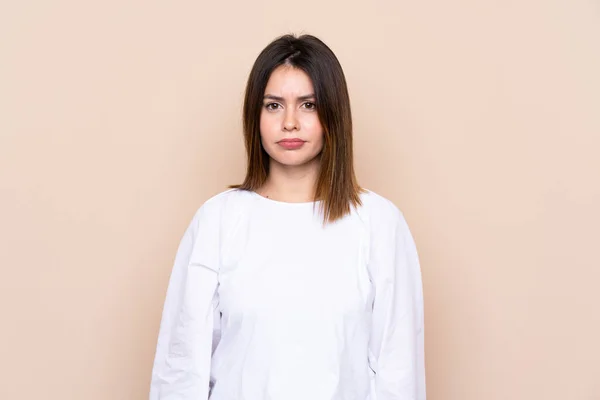 Young Woman Isolated Background Sad — Stock Photo, Image