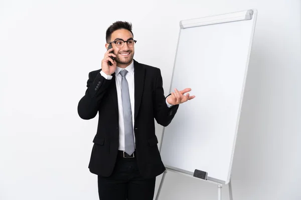 Businessman Giving Presentation White Board — Stock Photo, Image