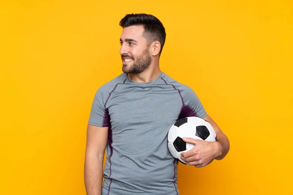 Football Player Man Isolated Background Looking Side — Stock Photo, Image