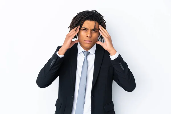 Junger Afroamerikanischer Geschäftsmann Mit Isoliertem Weißen Hintergrund Unglücklich Und Frustriert — Stockfoto
