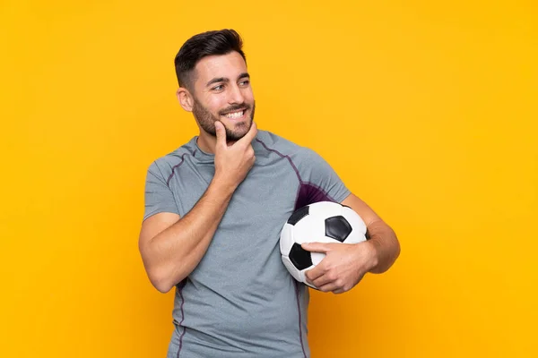 Football Player Man Isolated Background Looking Side — Stock Photo, Image