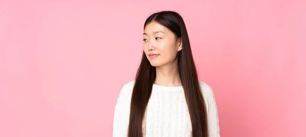 Ung Asiatisk Kvinna Över Isolerad Bakgrund Porträtt — Stockfoto