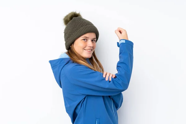 Ucraniano Adolescente Chica Con Invierno Sombrero Sobre Aislado Blanco Fondo —  Fotos de Stock