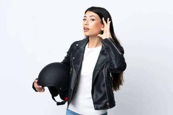 위에서 오토바이 헬멧을 여자가 — 스톡 사진