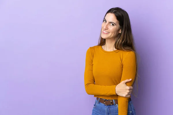 Joven Mujer Caucásica Sobre Fondo Aislado Riendo —  Fotos de Stock