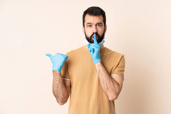 Kaukasischer Mann Mit Bart Der Vor Dem Coronavirus Schützt Mit — Stockfoto