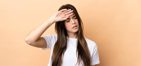 Ragazza Brasiliana Adolescente Sfondo Isolato Con Espressione Stanca Malata — Foto Stock