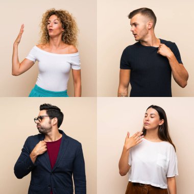 Yorgun ve hasta bir ifadeyle izole edilmiş arka planda kalan insanlar.