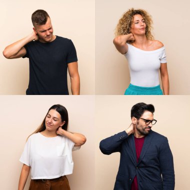 İzole edilmiş boyun ağrısı olan bir grup insan.