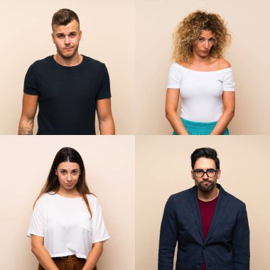 Hüzünlü ve depresif bir ifadeyle izole edilmiş arka plan