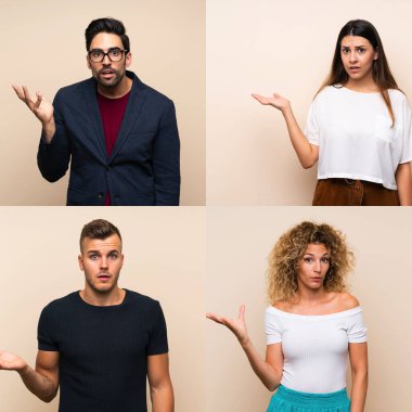 İzole edilmiş arka planda şüpheli hareketler yapan bir grup insan.