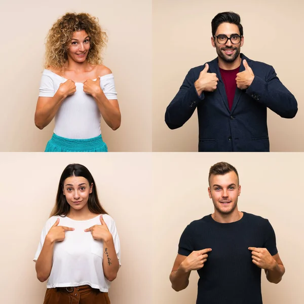 Şaşırtıcı yüz ifadesiyle izole edilmiş arka planda kalan bir grup insan.