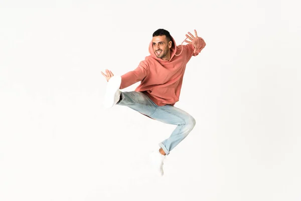 Mann Tanzt Street Dance Stil Über Isolierten Weißen Hintergrund — Stockfoto