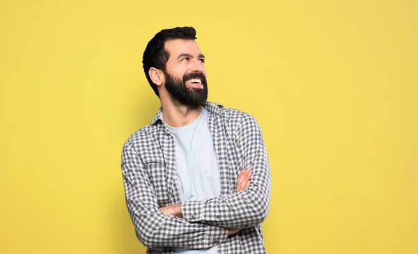 Hombre Guapo Con Barba Feliz Sonriente —  Fotos de Stock