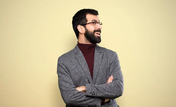 Hombre Guapo Con Gafas Feliz Sonriente — Foto de Stock