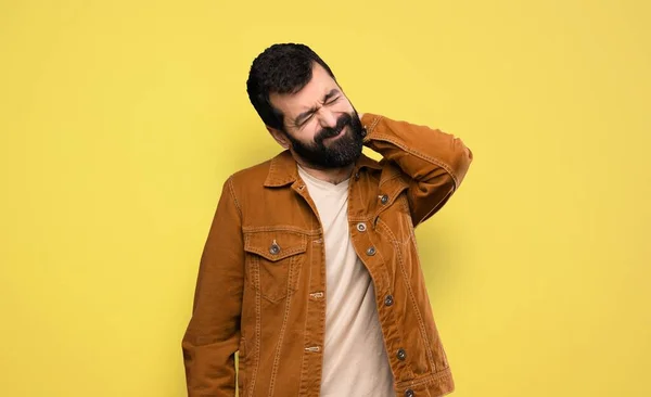 Homem Bonito Com Barba Com Decote — Fotografia de Stock