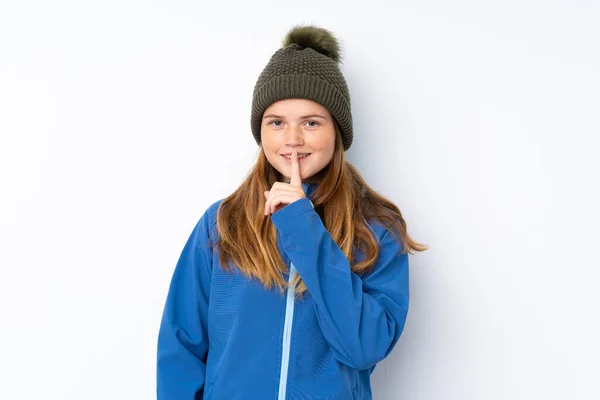 Ucraniano Adolescente Chica Con Invierno Sombrero Sobre Aislado Blanco Fondo —  Fotos de Stock