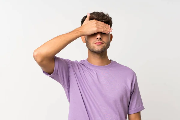 Young Handsome Man Isolated White Background Covering Eyes Hands Want — Stock Photo, Image