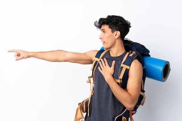 Mladý Argentinský Turista Muž Přes Izolované Bílé Pozadí Ukazující Prstem — Stock fotografie