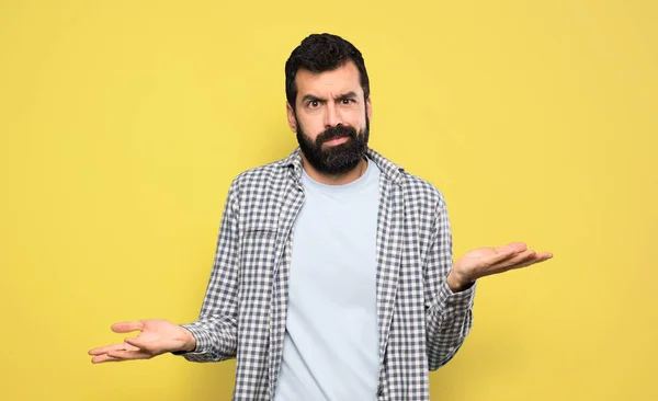 Beau Homme Avec Barbe Malheureux Pour Pas Comprendre Quelque Chose — Photo