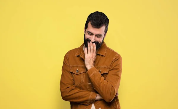 Bello Uomo Con Barba Sorridente Molto — Foto Stock