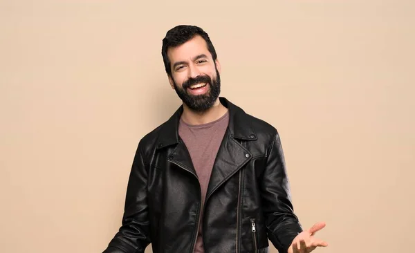 Handsome Man Beard Smiling — Stock Photo, Image