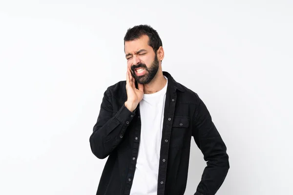 Young Man Beard Isolated White Background Toothache — Stock Photo, Image