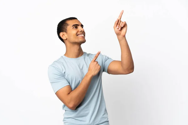 Hombre Afroamericano Sobre Fondo Blanco Aislado Señalando Con Dedo Índice — Foto de Stock