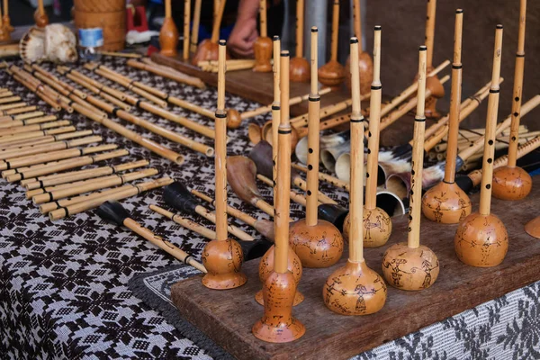 Exposure of sardinian woodwind instruments, handmade from expert artisan