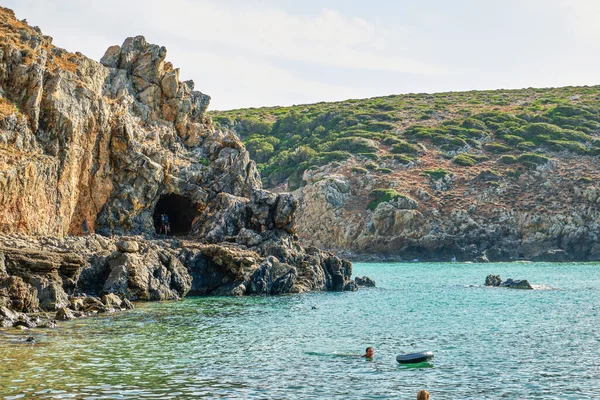 Cala Domestica Особенный Сардинский Пляж Закрытой Скале Буггерру Фелиния Италия — стоковое фото