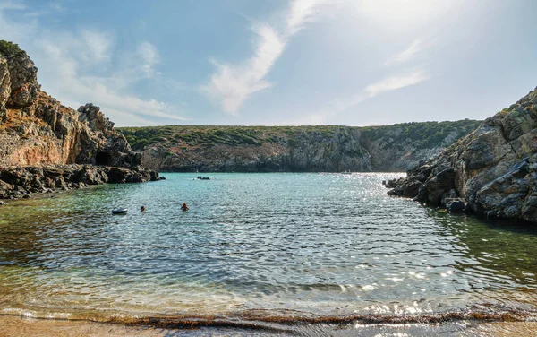 Cala Domestica Különösen Szardíniai Strand Zárt Sziklán Buggerru Szardínia Olaszország — Stock Fotó