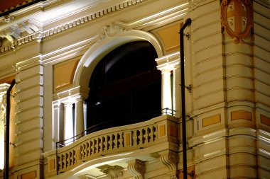 Marina Mahallesi 'ndeki sardalya sarayı cephesi. Özgürlük Cagliaritano tarzı.