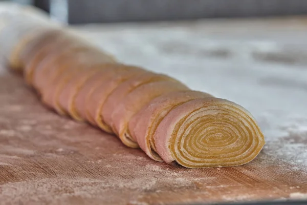 Italiensk Hemlagad Tagliatelle Pasta Gjord Ägg Och Mjöl — Stockfoto