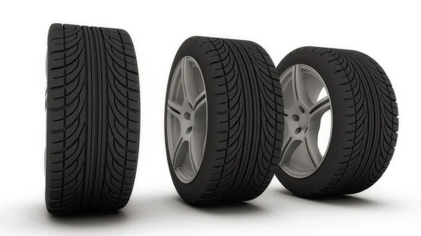 Three car wheels in row — Stock Photo, Image