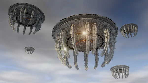 Футуристические космические корабли НЛО — стоковое фото