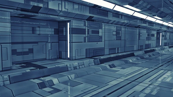 Nave espacial futurista corredor interior — Foto de Stock