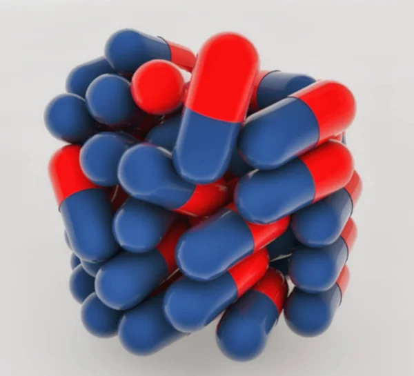 Pile de capsules de médecine 3d RX — Photo