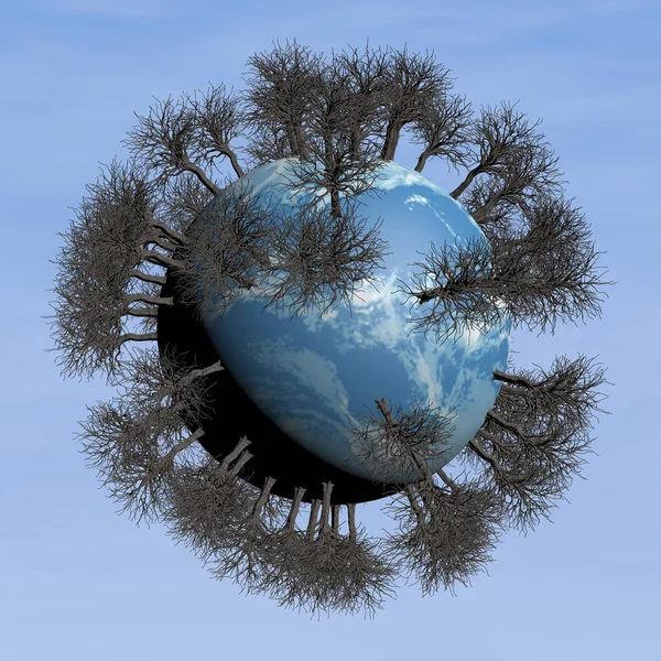 Planetjorden med träd — Stockfoto