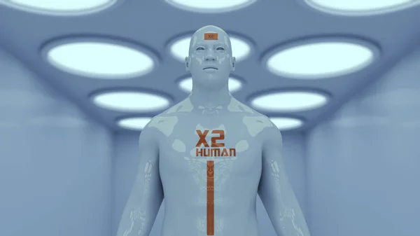 Ludzkiego klonu w pokoju futurystyczny — Zdjęcie stockowe