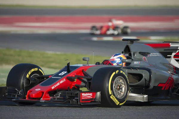 Sterownik Romain Grosjean. Zespół firmy Haas — Zdjęcie stockowe