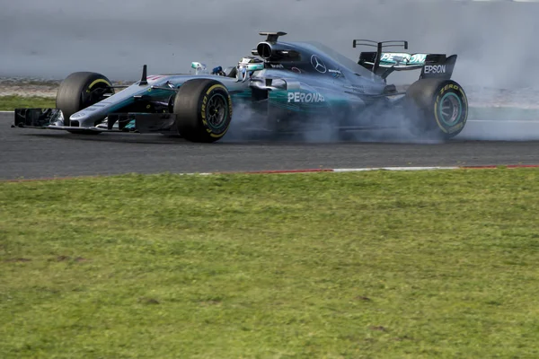 驱动程序 Valtteri 达斯。梅塞德斯车队 — 图库照片