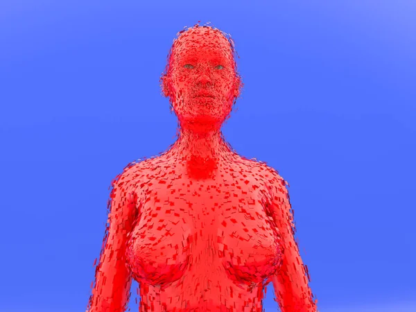Rendement 3D. Rouge humain femelle diffusion — Photo
