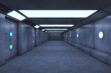 3D render. Fütüristik iç tasarım arka plan