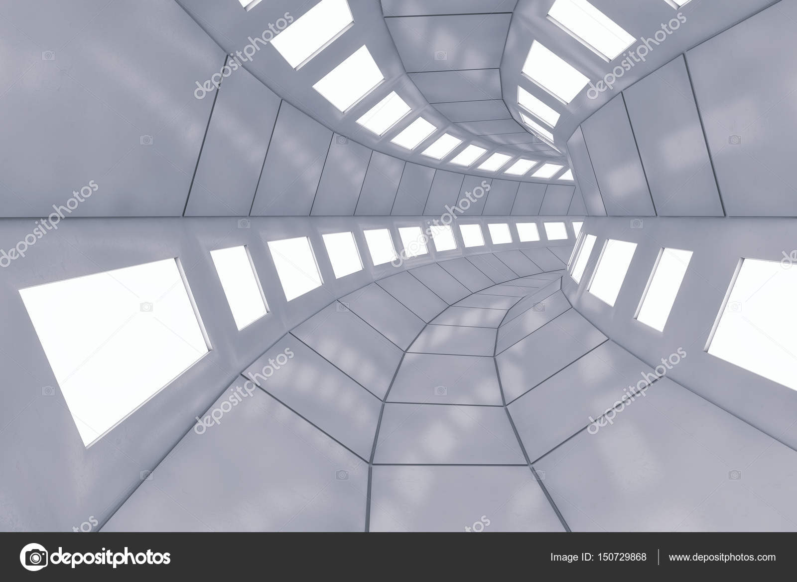 3d Render Futuristic Spaceship Interior Corridor Background