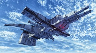 3D render. Uzay gemisi Ufo kavramı