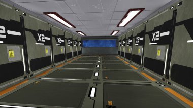 Fütüristik uzay gemisi iç