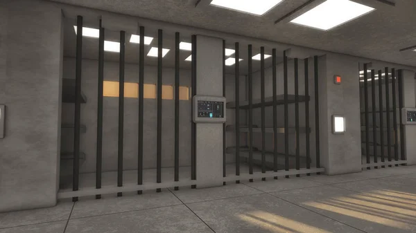 3d futuristic interior jail — Stock Photo, Image