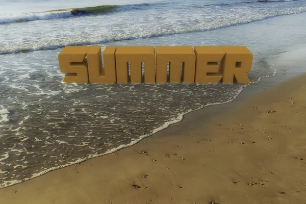 3d summer text on the beach — Stock Photo, Image